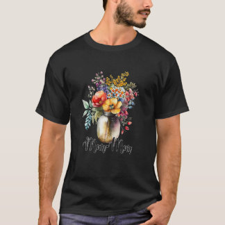 Camiseta Mulher Vase de Flores Selvagens Mãe