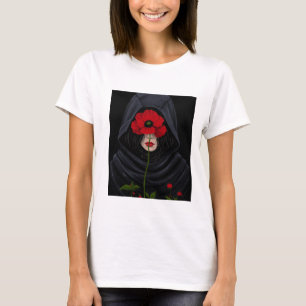Camiseta Mulher Velada Misteriosa Arte Floral Gótica Mal-hu