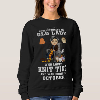 Camiseta Mulher Velha Adora O Nascer De tricô Em Outubro Kn