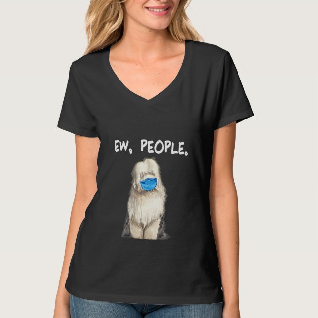 Camiseta Mulher Velha Cachorro de Ovelha em Inglês Cachorro (Frente)