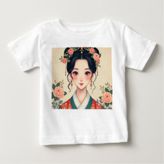 Camiseta Mulher vestindo roupas coreanas tradicionais