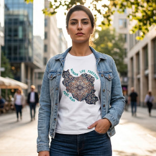 Camiseta Mulher Vida Liberdade   Tapete Persa Verde