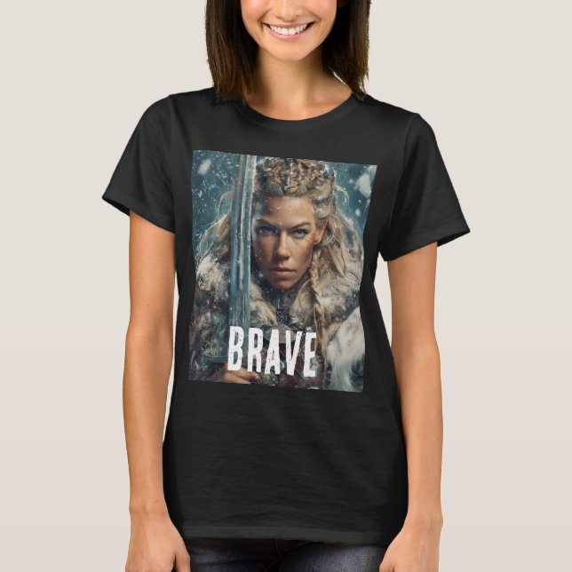 Camiseta mulher viking corajosa  (Frente)