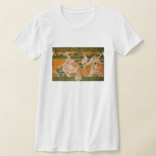 Camiseta Mulher-Vintage ciclando com camiseta-de-cabúpide