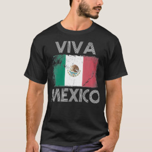 Camiseta Mulher VIVA MEXICO Bandeira Vintage Orgulhosa Lati