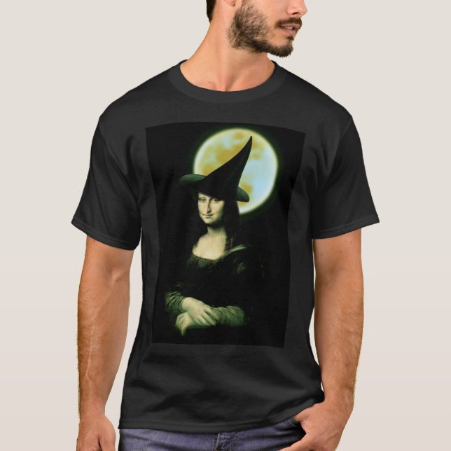 Camiseta Mulher Witchy Mona Lisa Halloween (Frente)