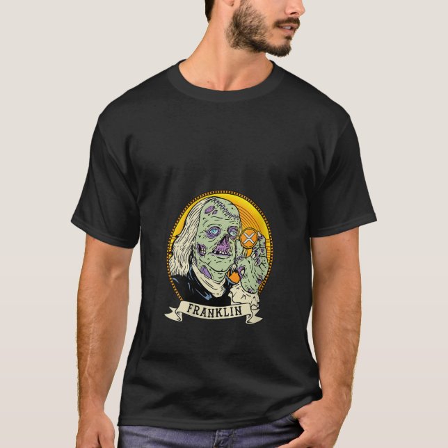 Camiseta Mulher XRP Lua Zombie Ben Franklin Hodl XR (Frente)