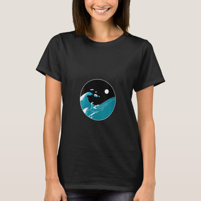 Camiseta Mulher Yin E Yang Equilíbrio De Vida No Mar (Frente)