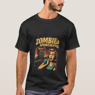 Camiseta Mulher: Zombie Apawcalypse Cat Vintage Horror Movi