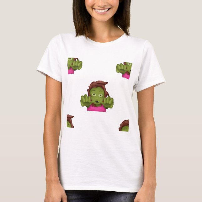 Camiseta mulher zombie emoji (Frente)