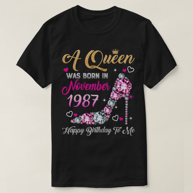 Camiseta Mulheres 33 Aniversário Rainha Novembro 1987 Parto (Frente do Design)