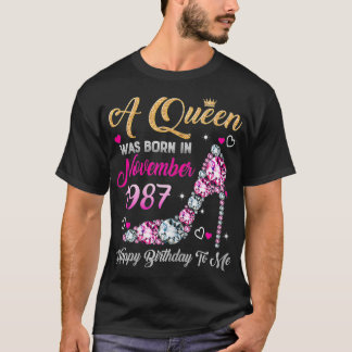 Camiseta Mulheres 33 Aniversário Rainha Novembro 1987 Parto
