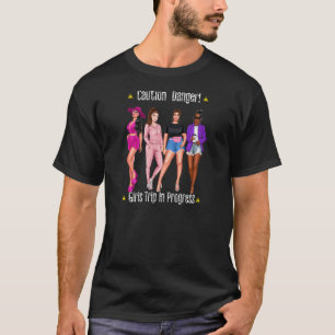 Camiseta Mulheres 4 Meninas Viagem Em Andamento Fila Férias