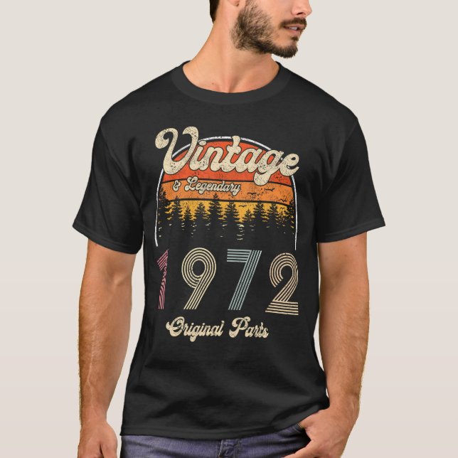 Camiseta Mulheres 52º Aniversário De 1972 Letra Sunset Impr (Frente)