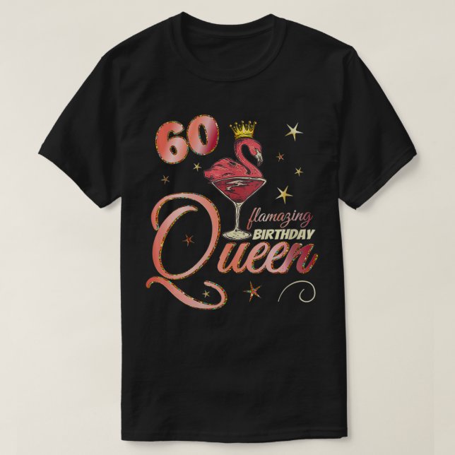 Camiseta Mulheres 60 anos de flamingo presentes por 60 anos (Frente do Design)