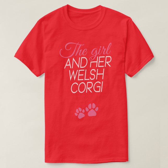 Camiseta Mulheres A Menina E Seu Cachorro Galês (Frente do Design)