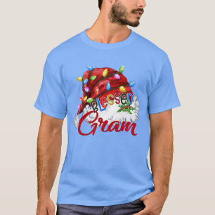 Camiseta Mulheres Abençoadas Gram Santa Hat Xmas Light