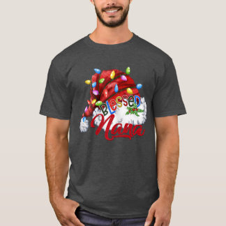 Camiseta Mulheres Abençoadas Nana Santa Hat Xmas Light84