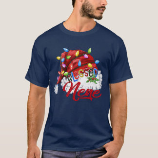 Camiseta Mulheres Abençoadas Nene Santa Hat Xmas Light