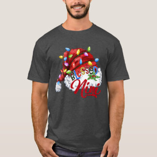 Camiseta Mulheres Abençoadas Nini Santa Hat Xmas Light
