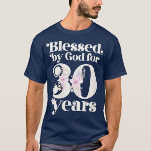 Camiseta Mulheres abençoadas por Deus por 30 anos VNeck