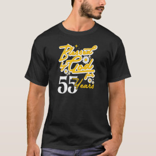 Camiseta Mulheres abençoadas por Deus por 55 anos Mulheres 