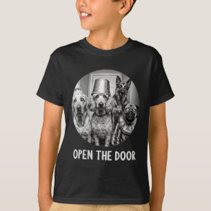 Camiseta Mulheres Abra A Porta Cães Zumbis Funny Halloween