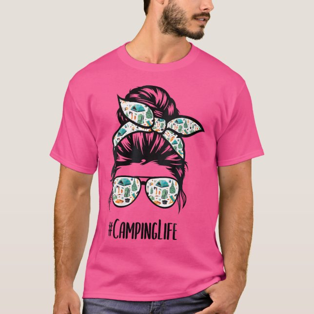Camiseta Mulheres acampando a vida Dia de as mães de Cabelo (Frente)