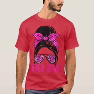 Camiseta Mulheres acreditam em Pedras de Fita Rosa-Leopardo