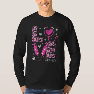 Camiseta Mulheres Adoram Enfermeira Vida Rosa Leopard Valen