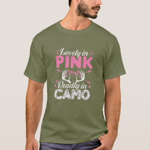 Camiseta Mulheres Adoráveis De Rosa Mortas Em Camo, Caça
