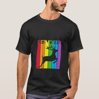 Camiseta Mulheres adoráveis ​​rena de arco-íris amante de a