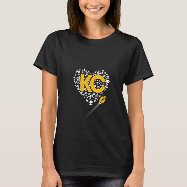 Camiseta Mulheres Adoro Kansas City Futebol Tee Heart Kc (Frente)