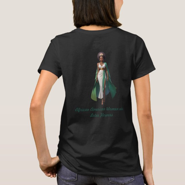 Camiseta Mulheres Africanas Americanas com Flores de Lotus (Verso)