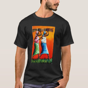 Camiseta Mulheres Africanas Carregandos Põe Coloração Afric