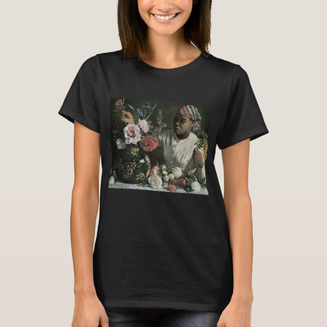 Camiseta Mulheres Africanas por Frederic Bazille, Flores (Frente)