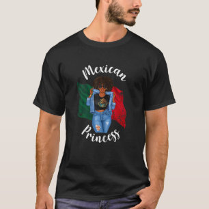Camiseta Mulheres Afro-Mexicanas Princesa Mexicana Bandeira