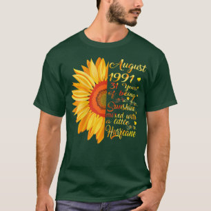 Camiseta Mulheres Agosto Meninas 1991 Aniversário Presente