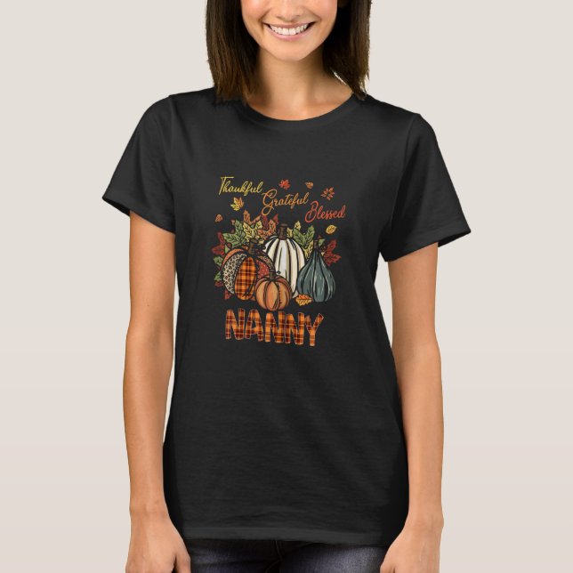 Camiseta Mulheres Agradecidas Abençoadas Babá Abóboras Fa (Frente)