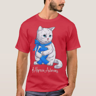 Camiseta Mulheres Alopecia Sensibilização Mês Fita Azul Gat