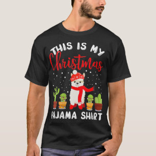 Camiseta Mulheres Alpaca Natal Pajama Dão Pijama Xmas F