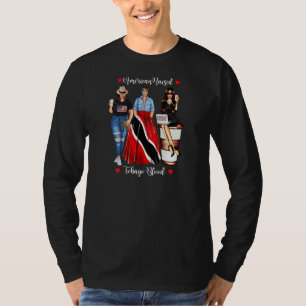 Camiseta Mulheres American Raised Tobago Sangue Trinidad & 