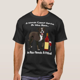 Camiseta Mulheres Americanas Pitbull Terrier Cão Raça Vinho