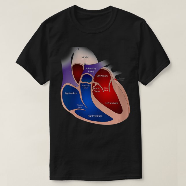 Camiseta Mulheres Anatomia cardíaca VNeck (Frente do Design)