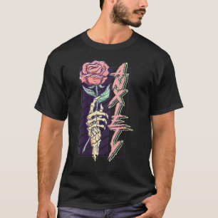 Camiseta Mulheres Ansiedade Gótico Pastel Mão-Esqueleto Seg