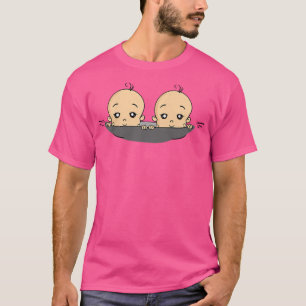 Camiseta Mulheres Anúncio de gravidez gêmeos bebês ganham d