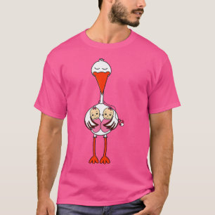 Camiseta Mulheres Anúncio de gravidez gêmeos bebês ganhando