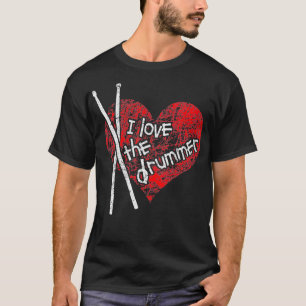 Camiseta Mulheres apaixonadas pelo baterista, coração verme