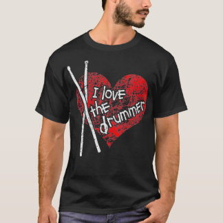 Camiseta Mulheres apaixonadas pelo baterista, coração verme