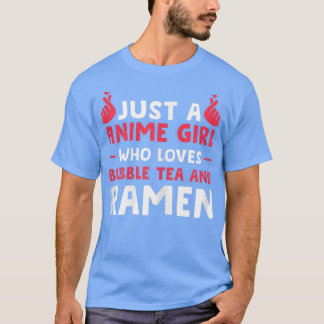 Camiseta Mulheres Apenas um chá de bolhas de animas e ramen